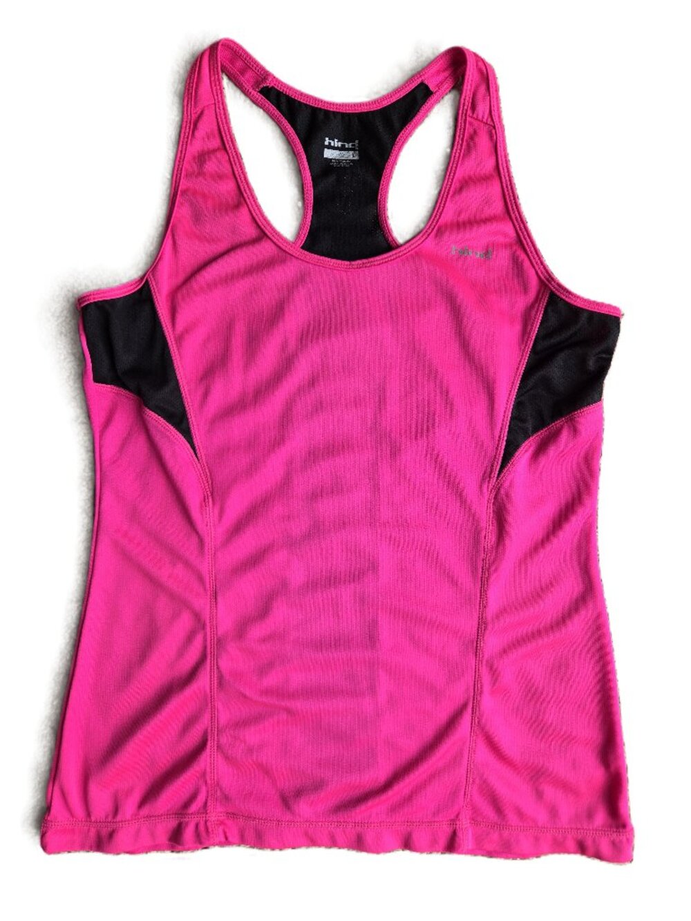 HIND AS-NEW Athletic Racerback Tank Top Hot Pink with Black Trim Women's L